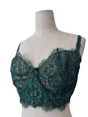 Victoria Secret Bra Pushup without Padding Unlined Lace 36DD Longline